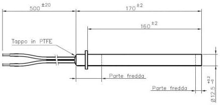 F. LLI xodo-candeletta Widerstand Flansch Pelletofen 350 W L 170 Durchmesser 12,5 mm Thermorossi