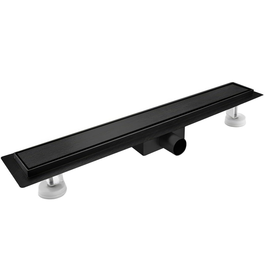 Duschrinne 50 cm, Schwarz Befliesbar Duschrinne extra flach, Edelstahl Bodenablauf Komplettset mit S