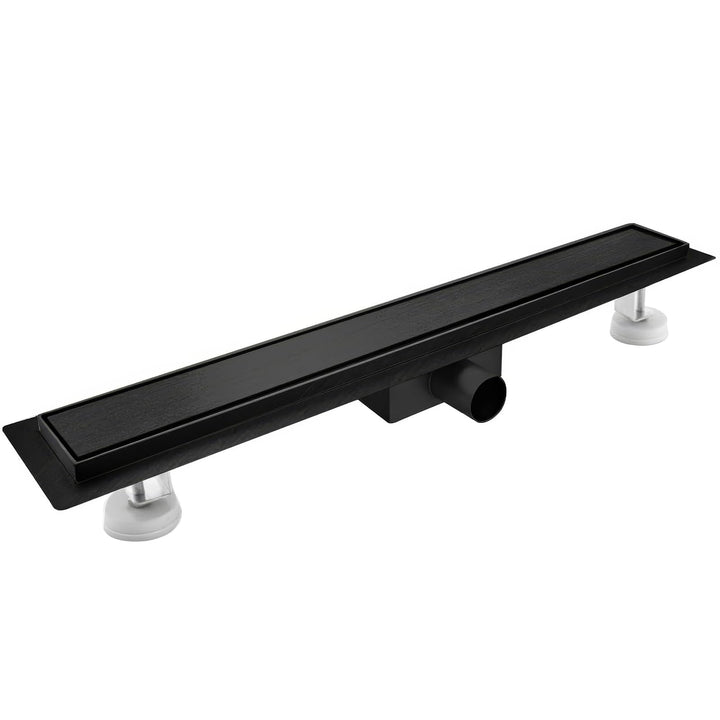 Duschrinne 50 cm, Schwarz Befliesbar Duschrinne extra flach, Edelstahl Bodenablauf Komplettset mit S