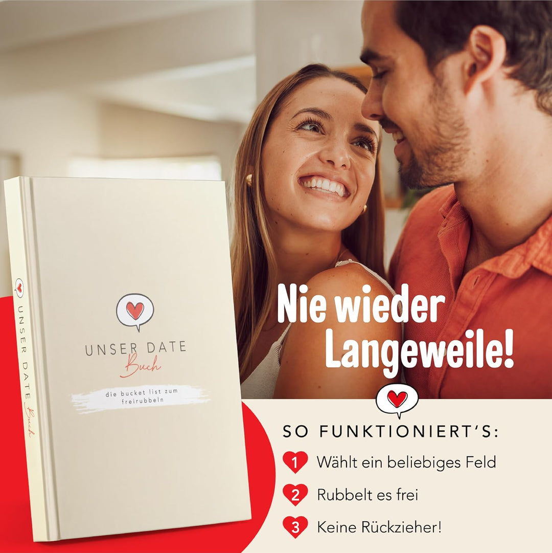 Unser Date Buch | 52 Date Ideen für Paare zum Freirubbeln | Bucket List für Pärchen | Jahrestag Gesc