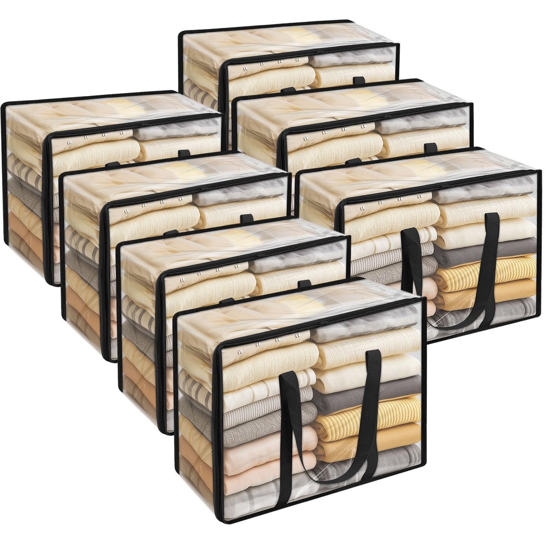 Vieshful 7 Stück Transparente Plastik Aufbewahrungstasche, 40L Organizer Aufbewahrungsbox Kleiderauf