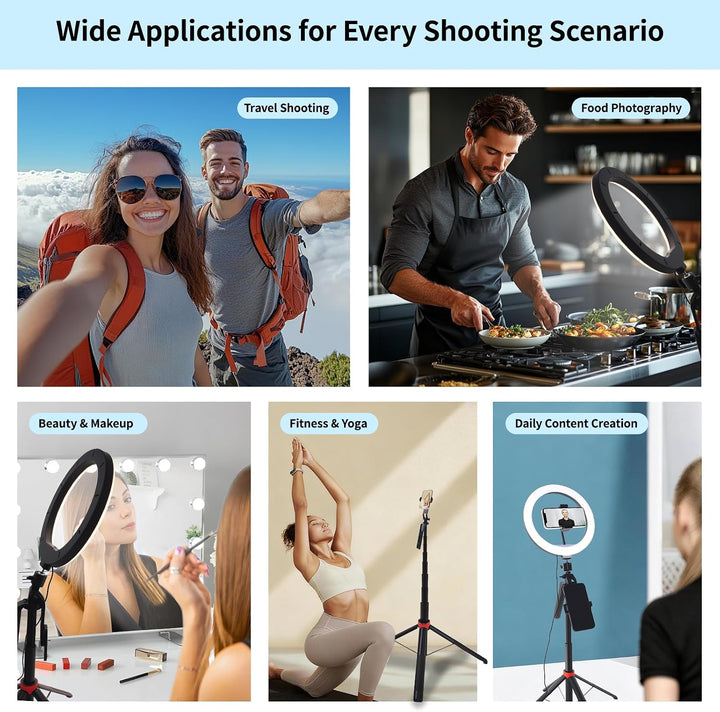 Handy Stativ mit Ringlicht – 10,0" Dimmbares Ringlicht, 180cm Höhenverstellbare Stativ &amp; Fernbedienu