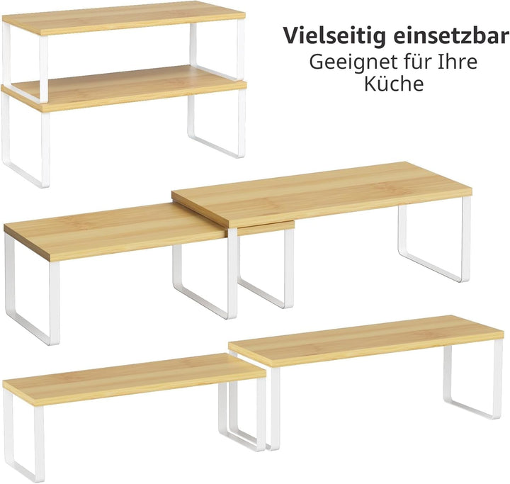 LIANTRAL Küchenschränke Organizer 4er Set, Küchenregal, Küchen Organizer, Gewürzregal, Metall und Ho