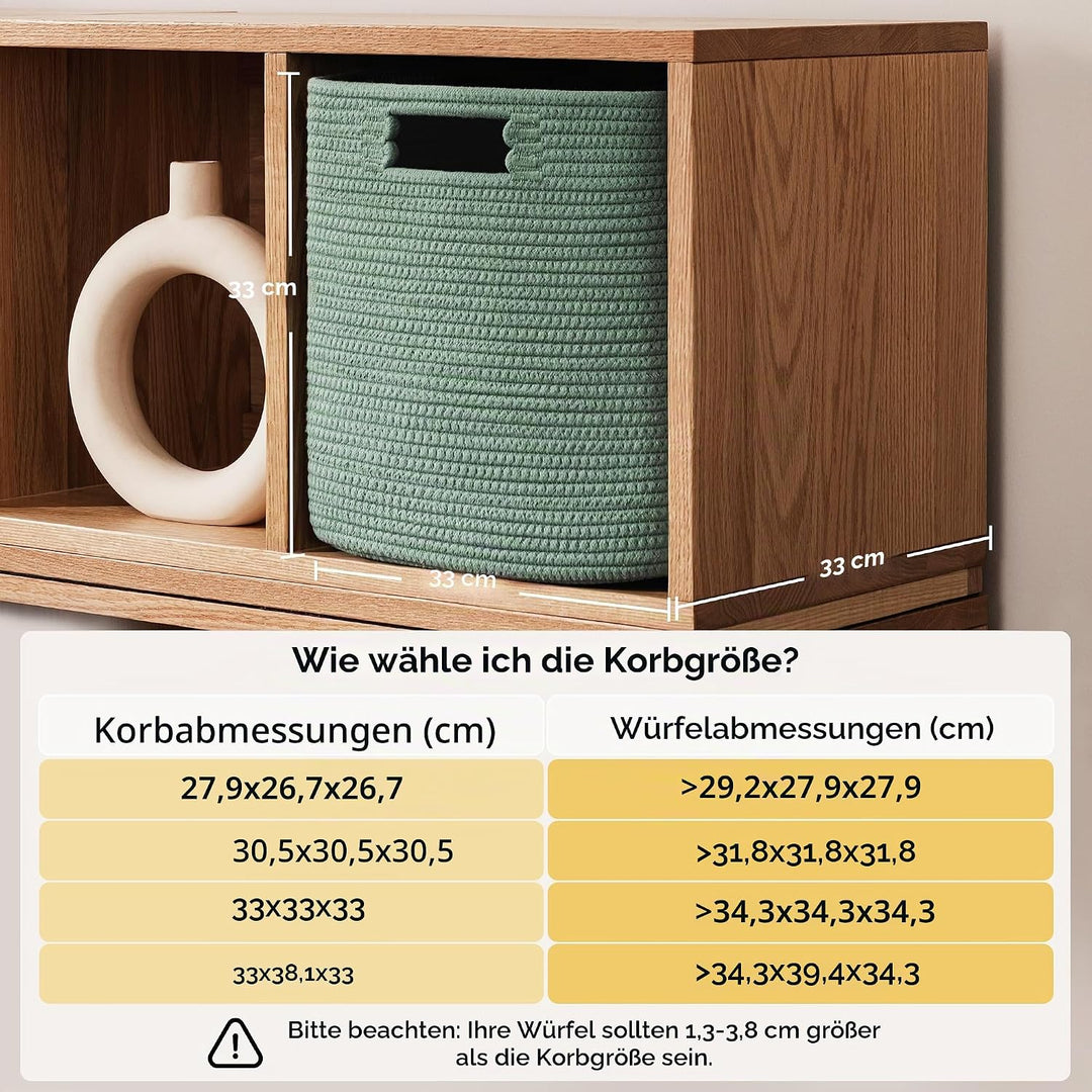 UBBCARE Aufbewahrungskorb, 33 x 33 x 33 cm, Baumwollseilkorb für Regale, Spielzeug, Bücher, Würfel,