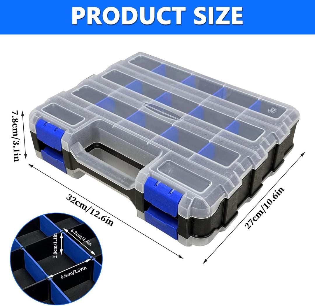 Doppelseitige Schrauben Sortierbox Werkzeug Organizer 34 Fächer Kleinteile Organizer mit Abnehmbarer