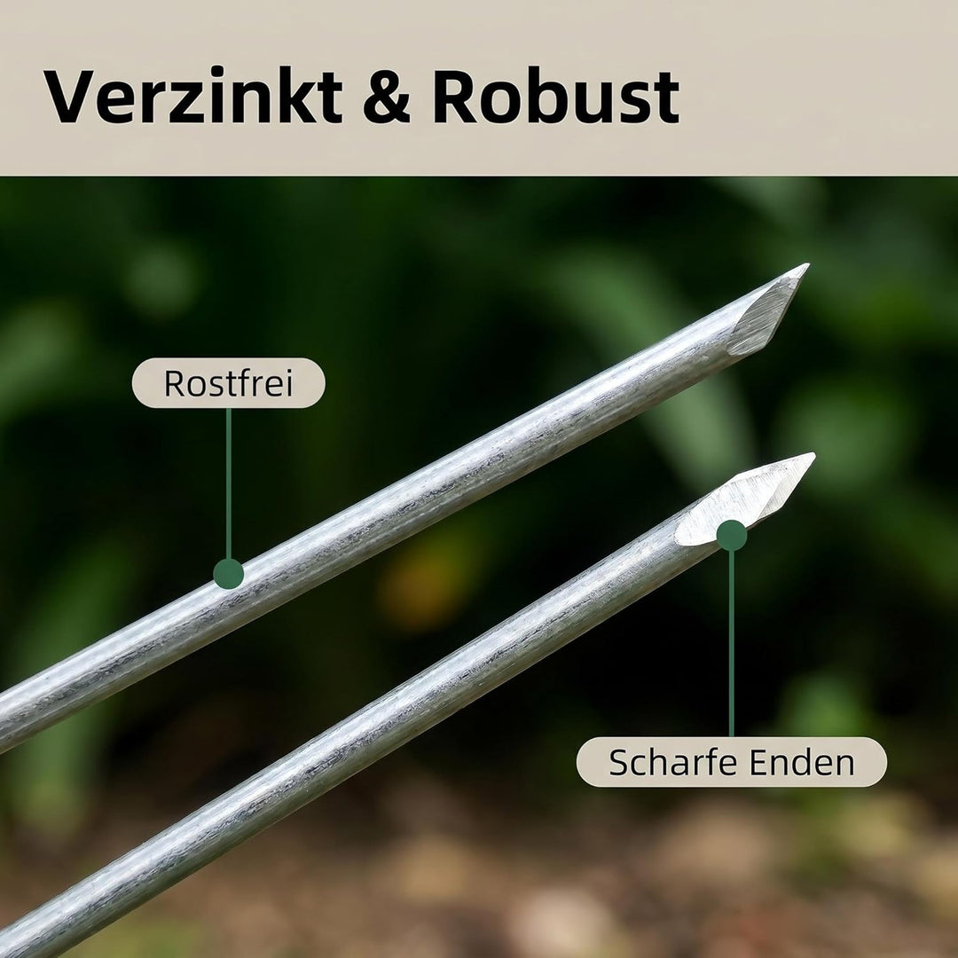 100 Stück Erdanker und 100 Stück Unterlegscheiben, 15cm Länge Anti Rost Verzinkte Bodenanker Erdanke