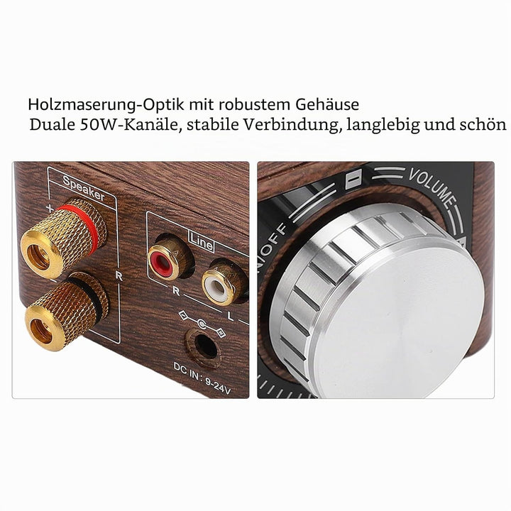 Mini Bluetooth 5.0 Leistungsverstärker DC9V-24V Dual 50W Kanäle 2.0 Stereo HiFi Digital Amp USB Heim