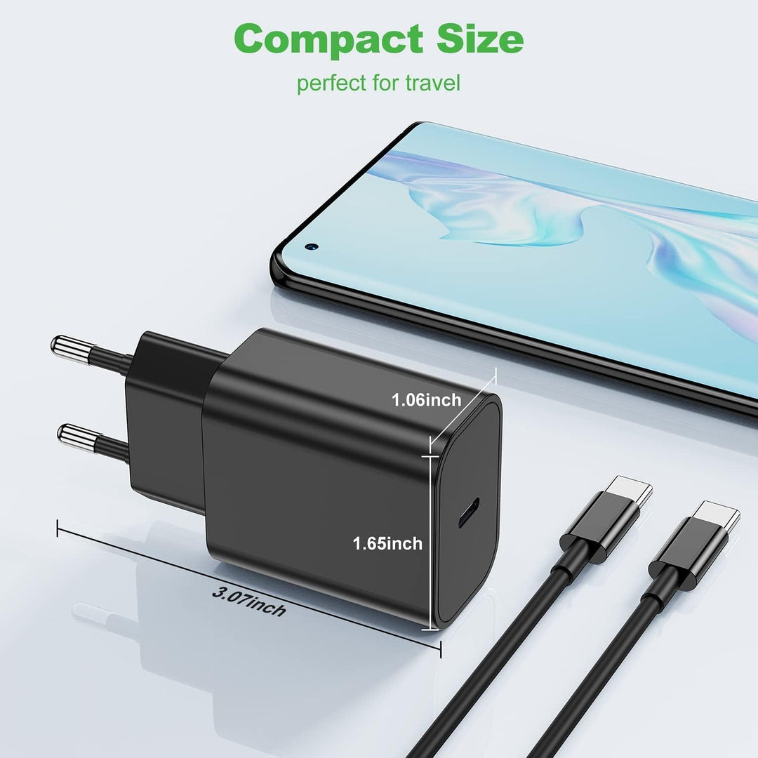 Samsung Ladegerät USB C 25W Original,2Pack Schnellladegerät mit USB C Ladekabel 2M,Typ C Charger Fas