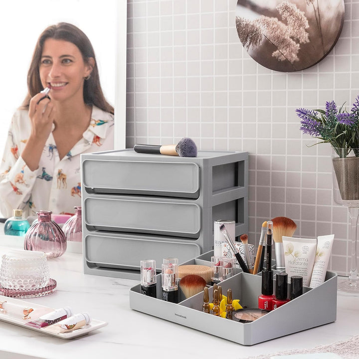 InnovaGoods - Make-up Organizer mit 3 Schubladen und 9 Fächern, Grosse Kapazität, Multifunktional fü