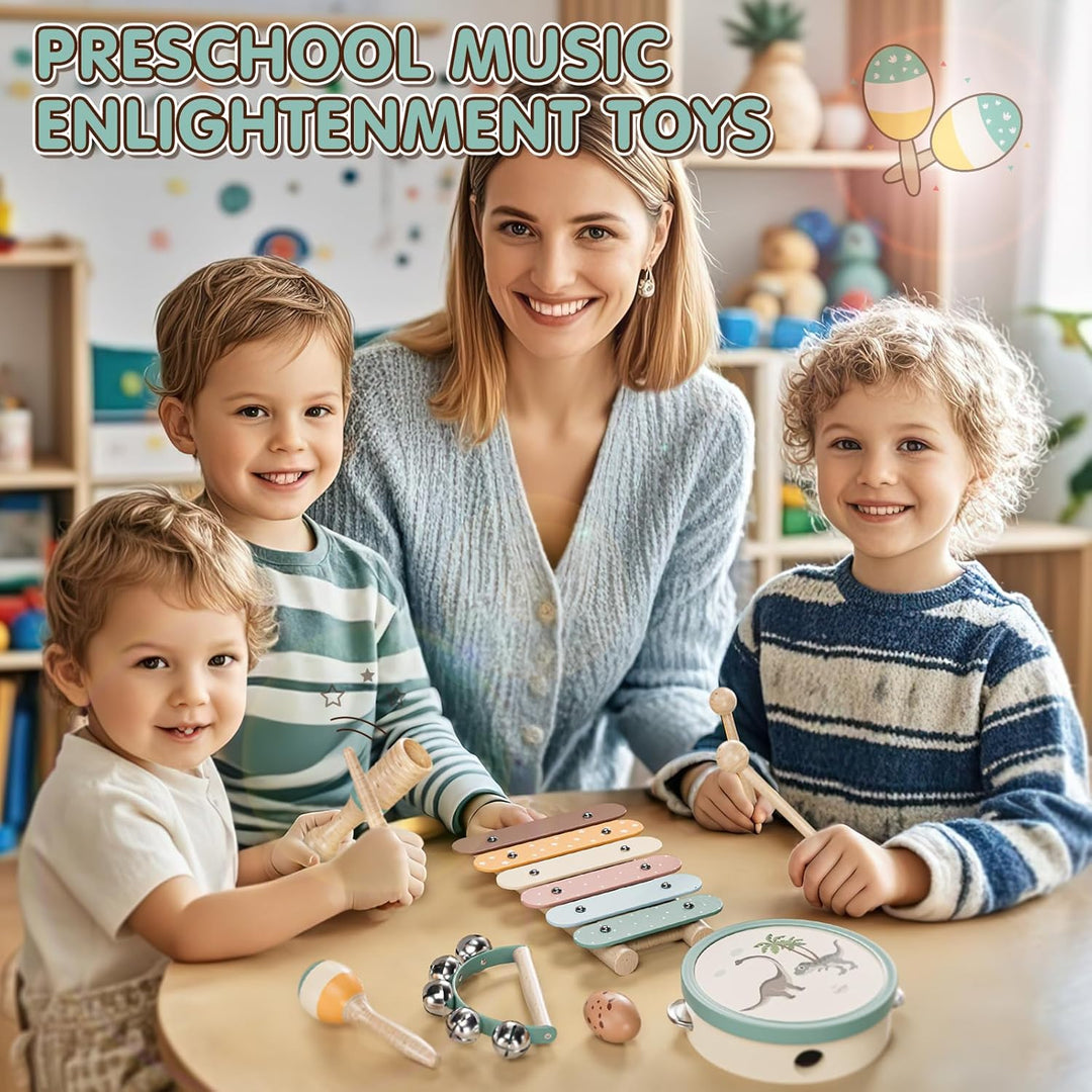Lehoo Castle Musikinstrumente für Kinder, Holzspielzeug ab 3 Jahre, Kinder Xylophone Trommel Montess