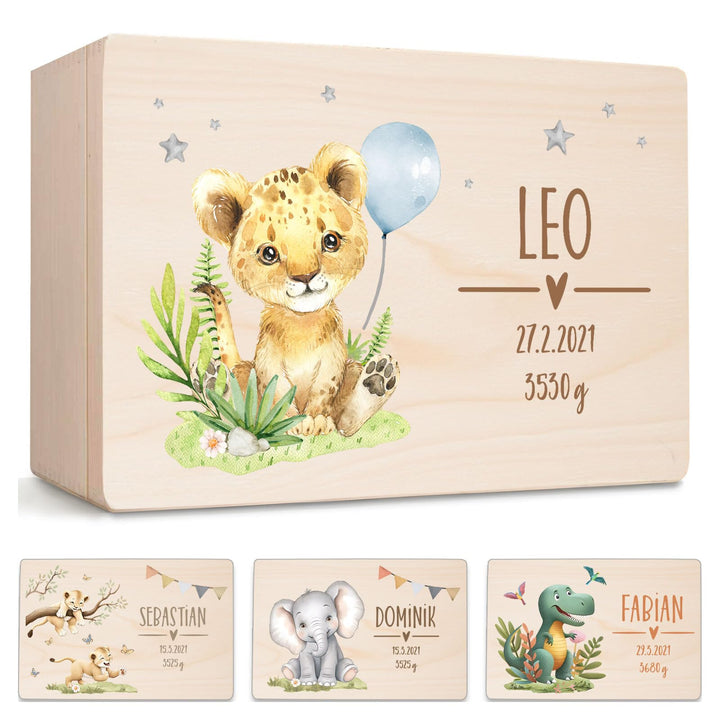 Little Deco Personalisierte Erinnerungskiste aus Holz | M - 30 x 20 x 13 cm - Design 2 | Erinnerungs