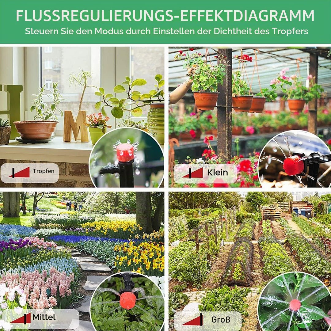 Garten BewässerungsSystem, 340Pcs Garten Bewässerung Kit,55M+15M Bewässerungsrohre,Automatik Tröpfch