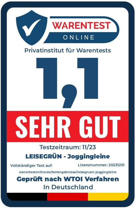 Leisegrün Joggingleine kleine Hunde bis 10 kg | Freihandleine zum Joggen mit Bauchgurt | 135 cm bis