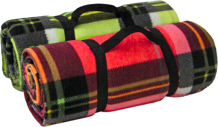 Brandsseller Fleece-Picknickdecke XXL ca. 200 x 200 cm - Unterseite Aluminiumbeschichtet - Kariert/G