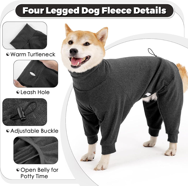 Dotoner Fleece Hundepullover Wintermantel Hundemantel Grosse Hunde Fleecejacke mit Beinen Hundebadem