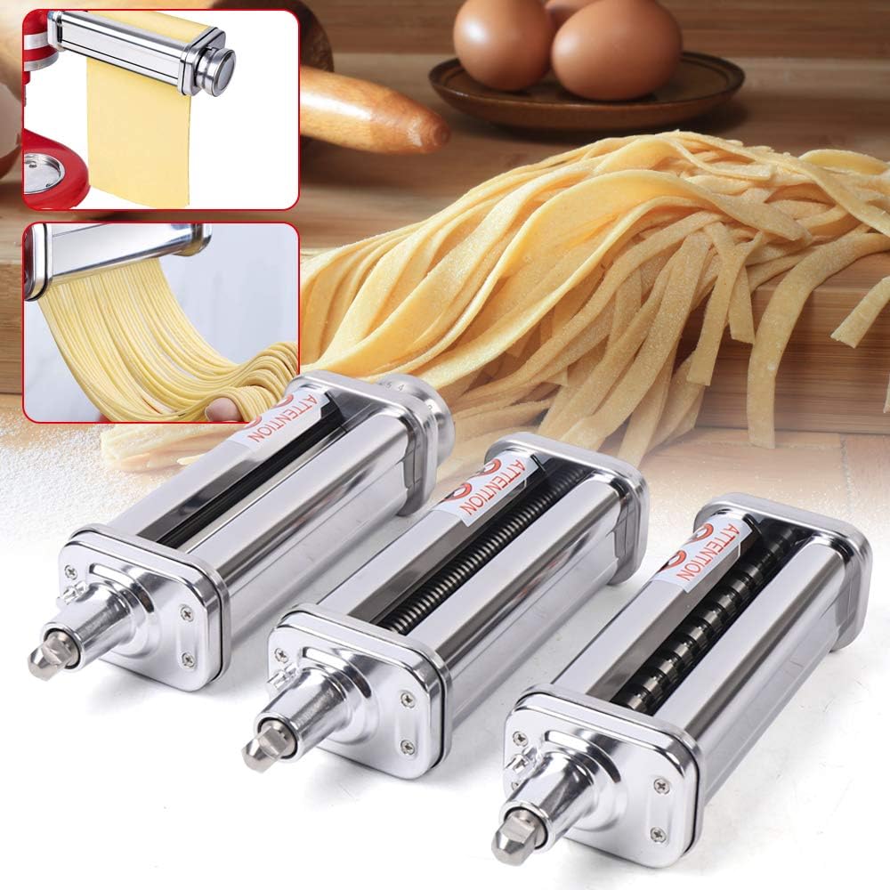 Pastaaufsatz Nudelaufsatz Küchenmaschine Mixer Edelstahl Zubehör 8 Variable Dickeneinstellungen für