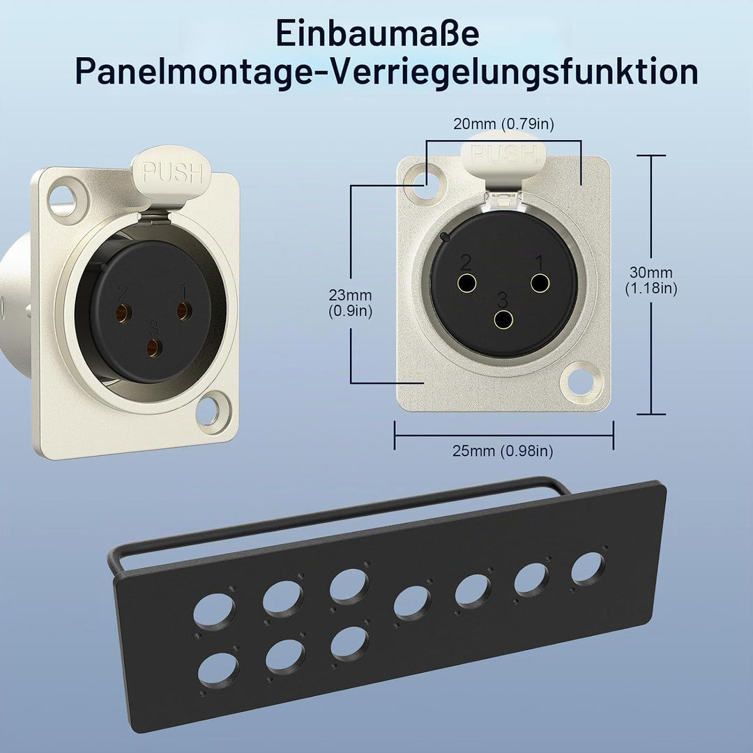 J&amp;D XLR-Kabel D-Typ, XLR Stecker-zu-Buchse Audiokabel mit Nylonummantelung, Lötfreier Pass-Through-A