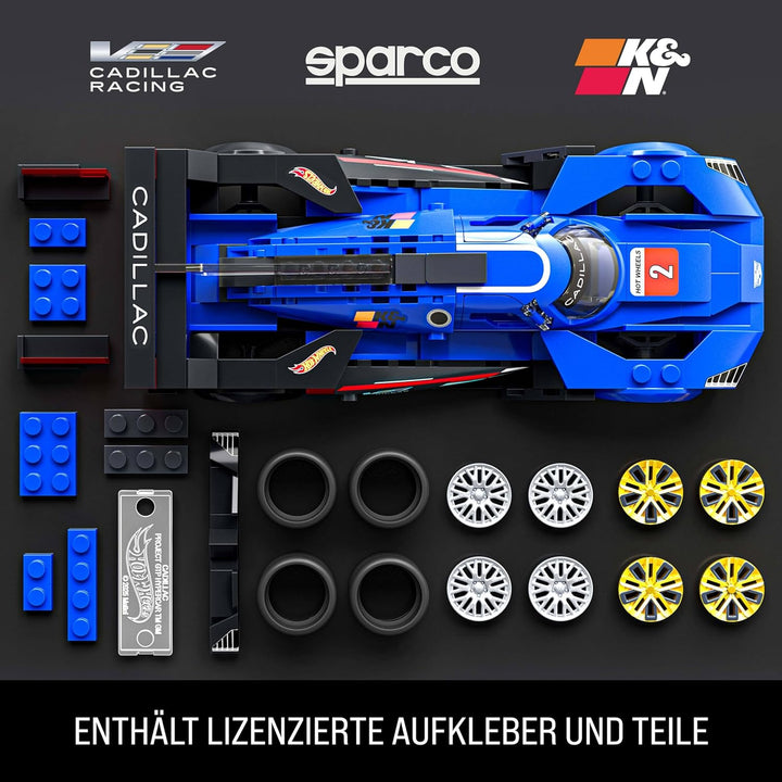 Mattel Brick Shop Hot Wheels Speed Serie Bauset, Cadillac Project GTP Hypercar mit 236 Teilen, real