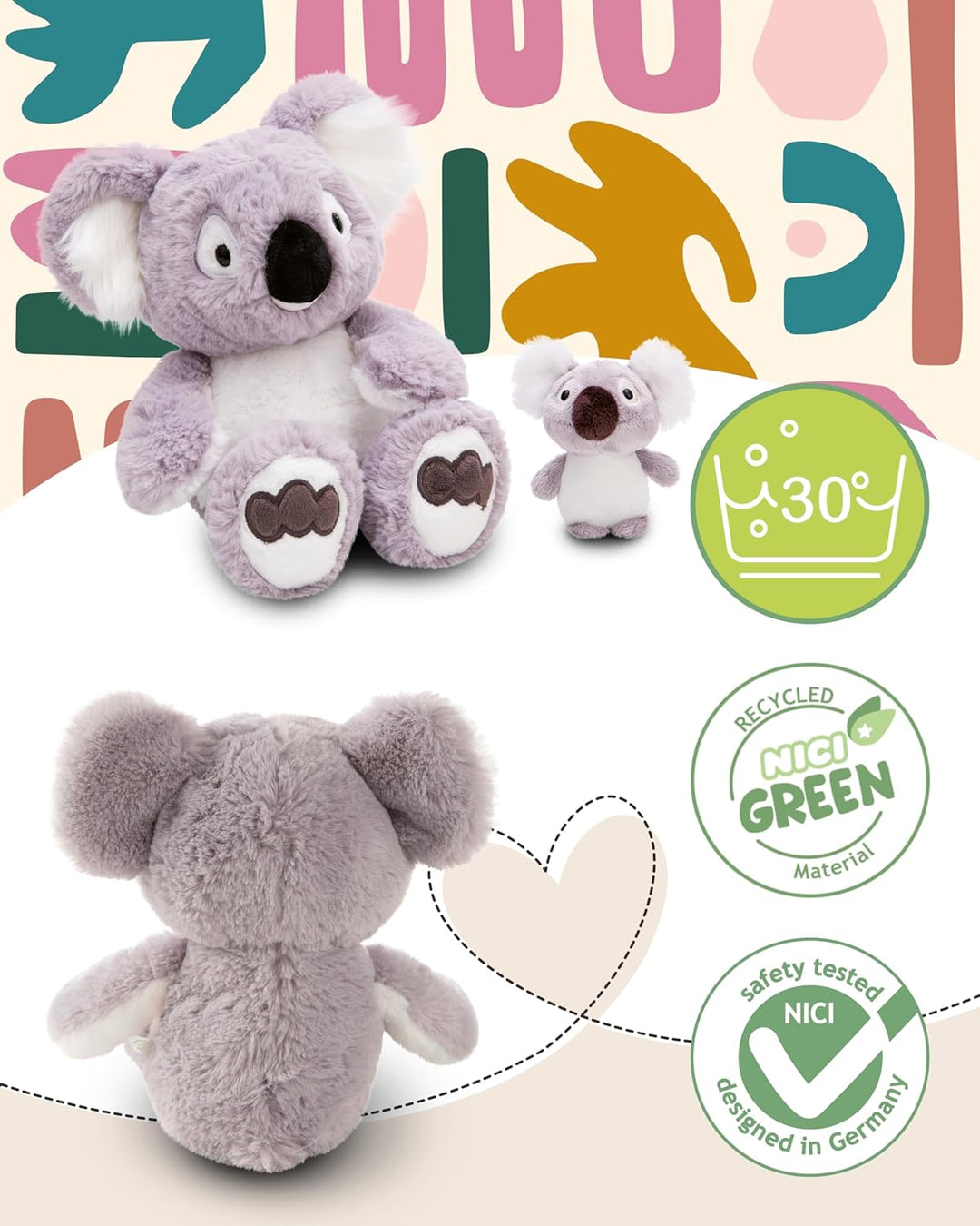 NICI Kuscheltier Koala Barry 30cm mit Koalababy 10cm - grau - Stofftier aus weichem Plüsch, niedlich