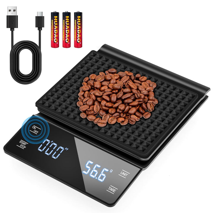 Kaffeewaage mit Timer Espresso Waage 0,1g/3kg Hohe Präzision Digitale Kaffee Waage Küchenwaage Wasse