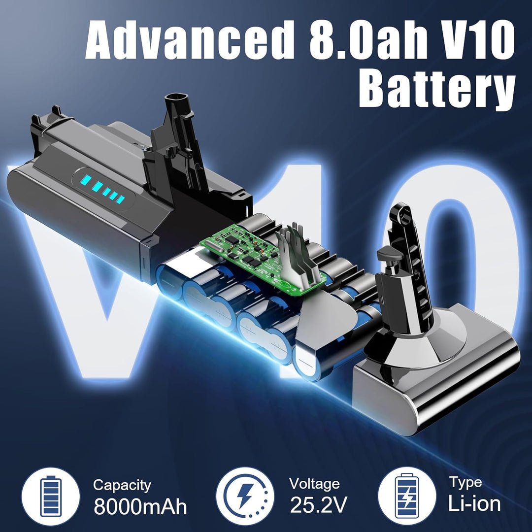 V10 8000mAh/8.0Ah Li-ion Akku Ersatzakku für Dyson V10 Akku Kompatibel mit Dyson SV12 Animal Absolut