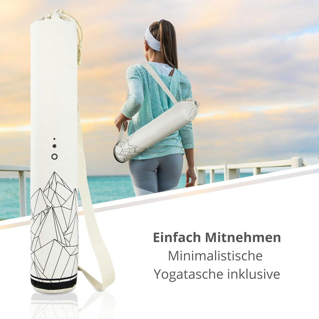 Mosswell Yogamatte aus Kork & TPE - 4mm rutschfest phthalatfrei Mit, Mit Hilfslinie