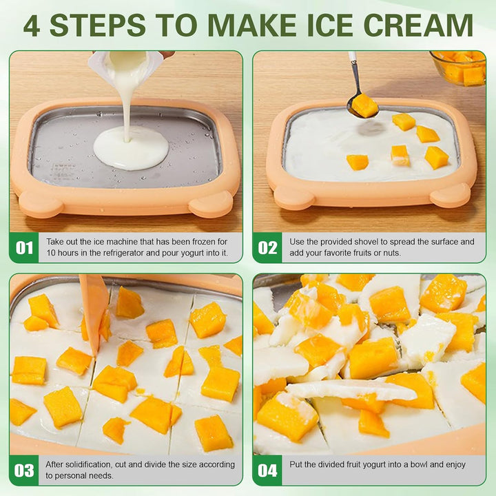 Eiscreme Roller Maker Set, Mit Transparentem Deckel Und 2 Spateln, DIY Instant Eismaschine Für Erwac