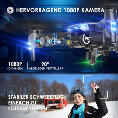 H24 Drohne mit Kamera HD 1080P, RC Drone für Erwachsene und Kinder, Faltbar Quadcopter mit FPV WiFi