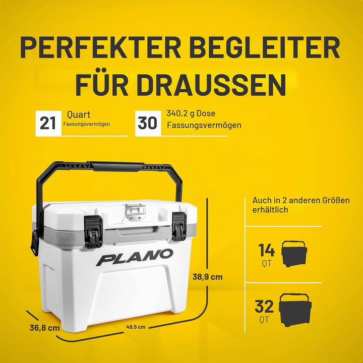 Plano Frost 21-Quart Hard Cooler, Includes Dry Basket, Small, White and Black, Durable, Insulated Ic