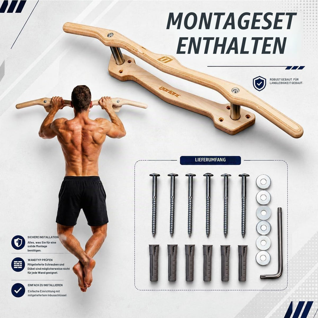 Gorilant - Mountain, Klimmzugstange für die Wand über der Tür, Zugstange einfache Montage rutschfest