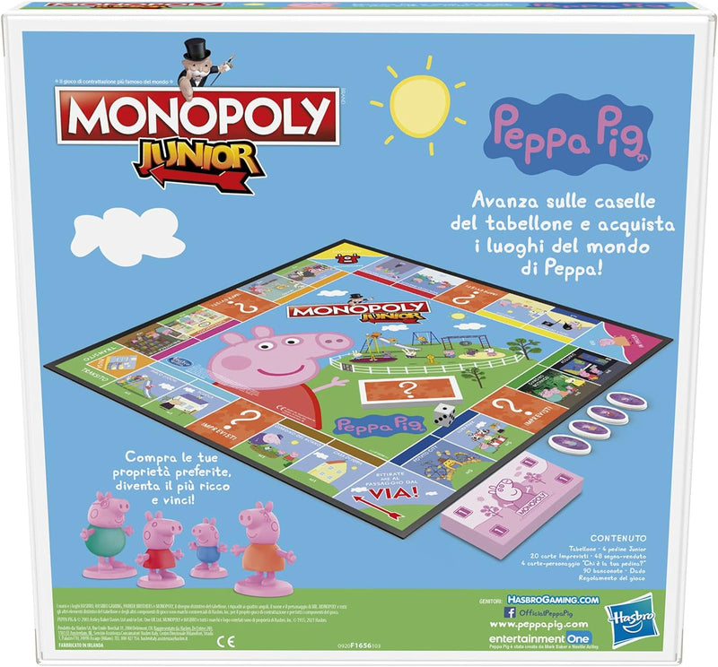 Hasbro Monopoly Junior: Peppa Pig Edition, gioco da tavolo per 2-4 giocatori, per Bambini dagli 5 an