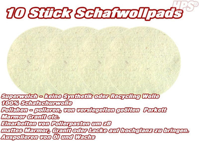 HPS® Sparset - 10-Stück- Wollpads -Parkett nachölen - Polierpad Ø30cm - Polierbad für geöltes, versi