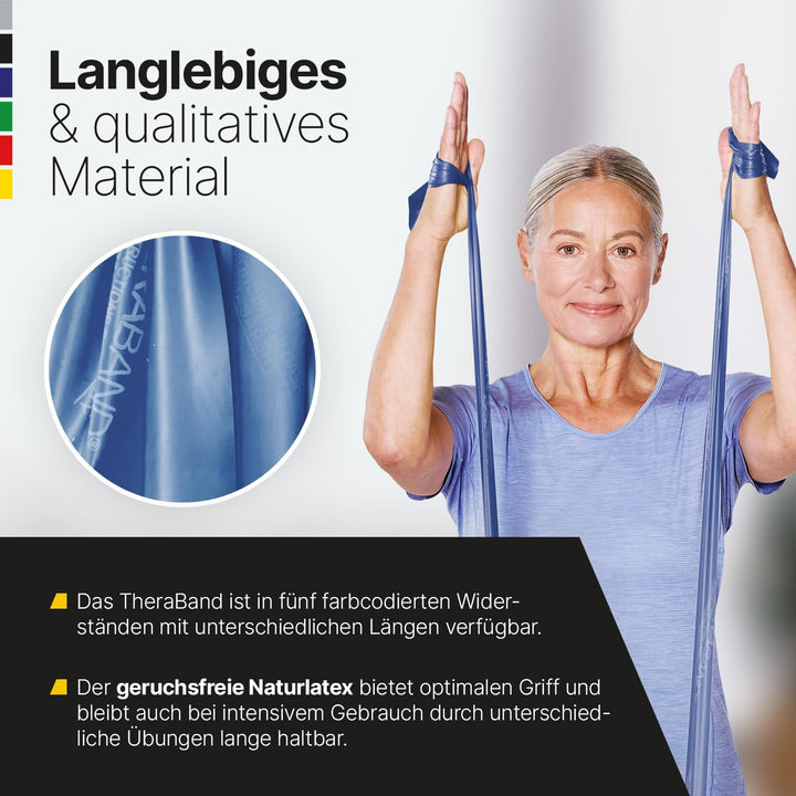 TheraBand Original Fitnessband – 2,5m Resistance Band für Ganzkörpertraining, Kraft & Flexibilität –