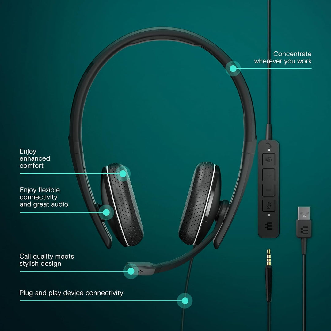 EPOS Adapt 165T USB II Headset: Überlegene Klangqualität, Microsoft Teams Zertifiziert, Multi-Geräte
