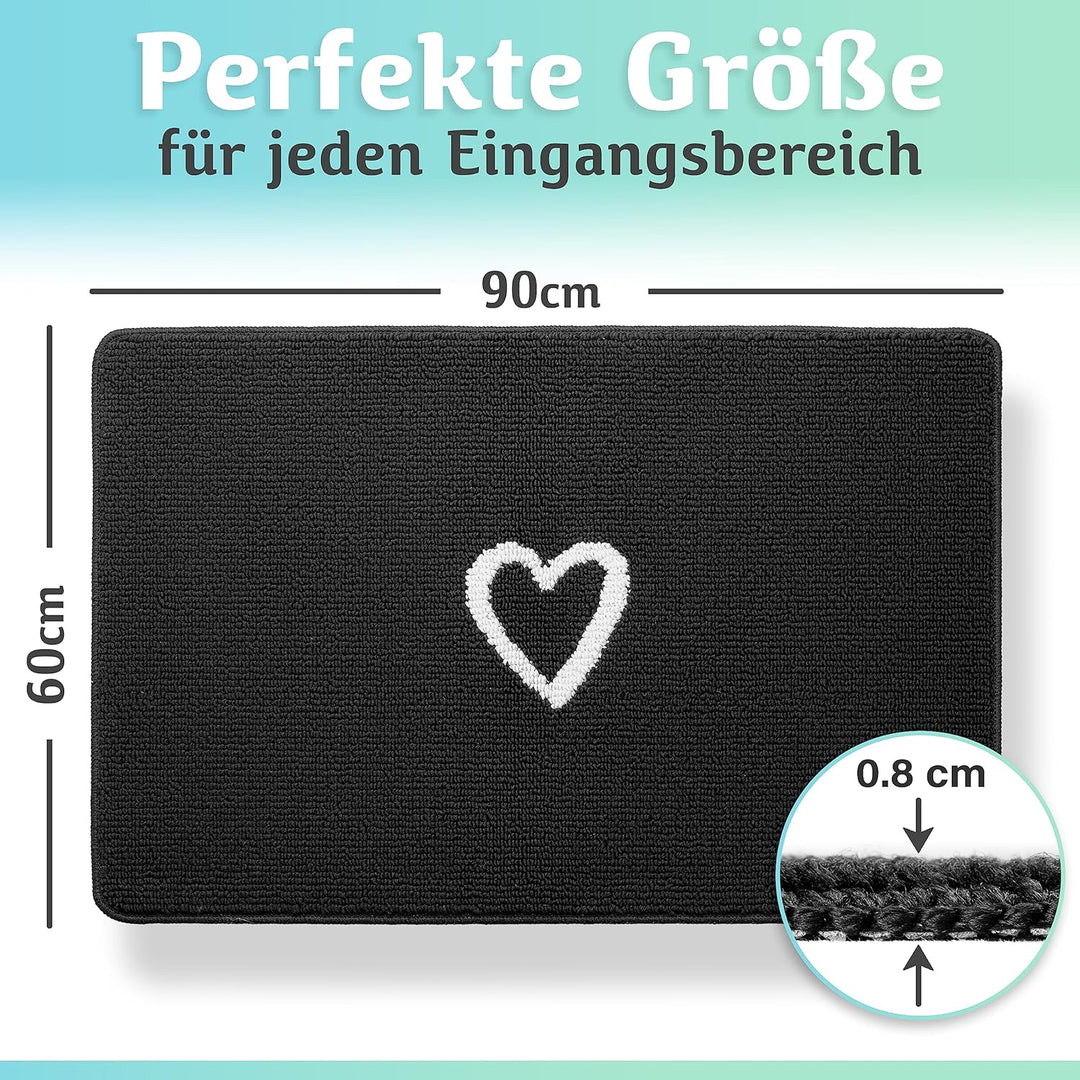 Fussmatte innen [waschmaschinenfest] in perfekter Grösse für die Haustür. Fussmatte schwarz 60x90 fu