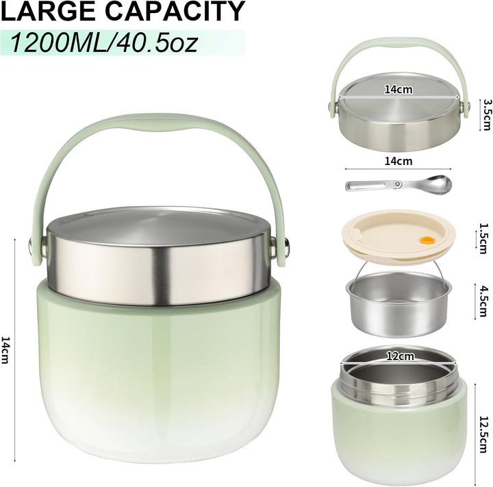 VINATO Thermobehälter für Essen 1200ml | Edelstahl Thermo Lunchbox mit Deckel, Warmhaltebehälter Erw