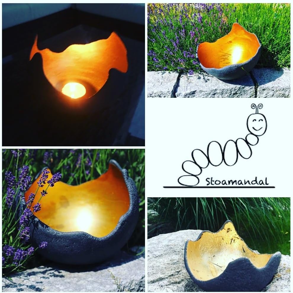 Lichtschale gold - M (20cm) - Beton schwarz - grau - Unikat handmade - Windlicht - Geburtstagsgesche