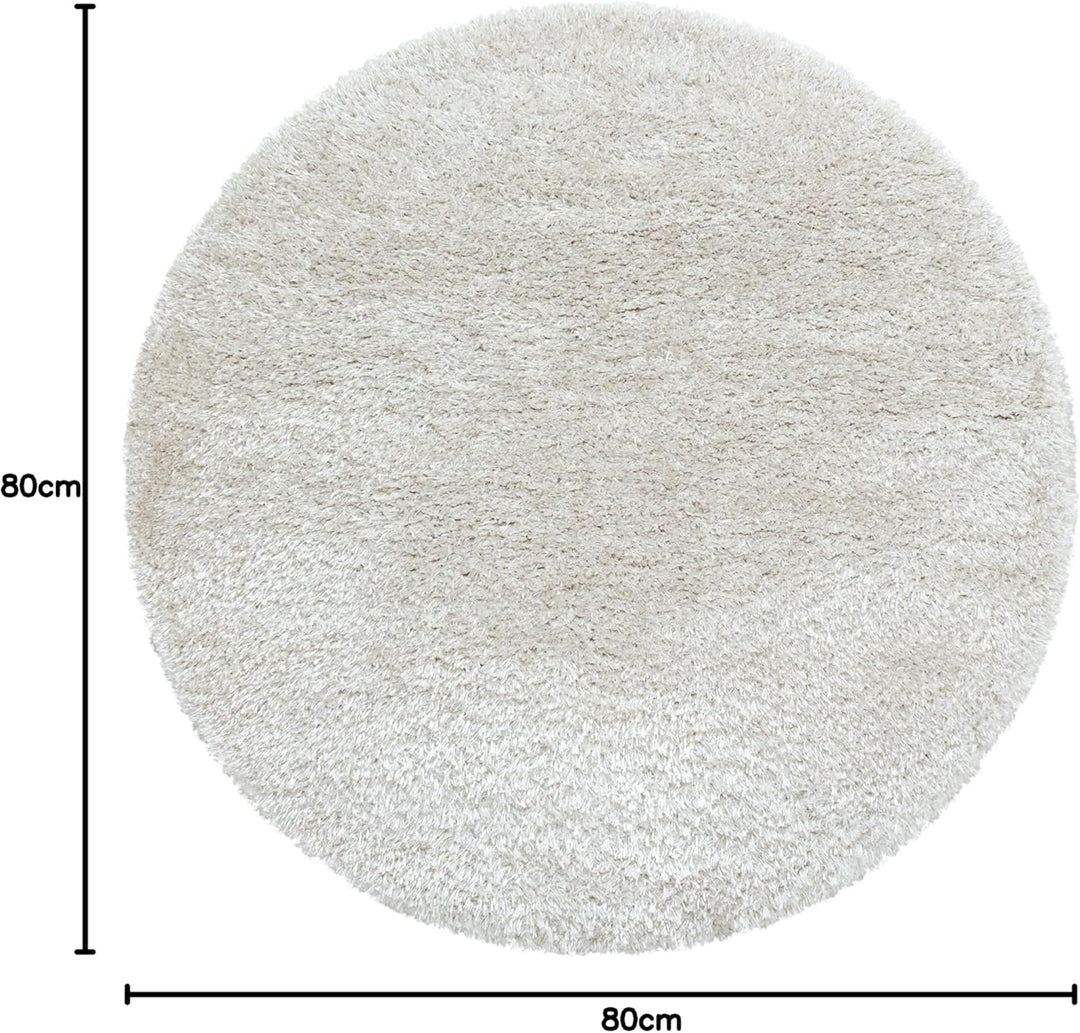 Teppium Hochflor Teppich Wohnzimmer 80 cm Rund Natur - Flauschiger Shaggy Teppich Extra Weich und Ei