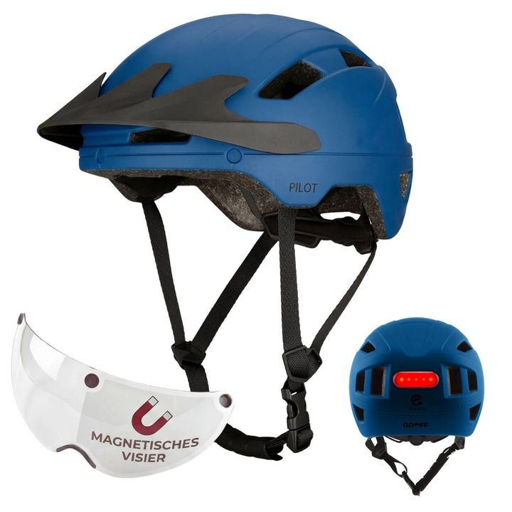 GOOFF Pilot S-Pedelec Helm - Schutz für schnelle E-Bike Fahrten – Fahrradhelm mit Visier und Licht –