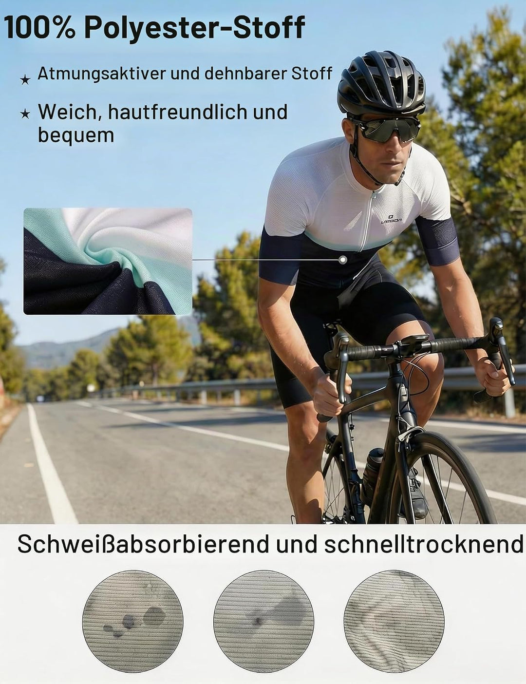LAMEDA Kurzarm-Radtrikot Herren Atmungsaktiv Schnell Trocknend Hautfreundlich Ideal für Radsport, Fi