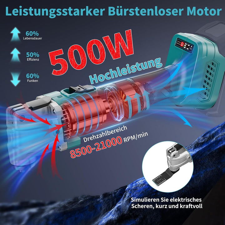 Akku Multifunktionswerkzeug Kompatibel mit Makita Akku 18V, 6-Gang Oszillierwerkzeug mit 16 Zubehört