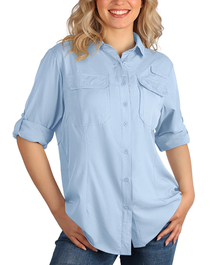 33,000ft Hemdbluse Damen UPF50 UV Schutz Hemd Schnelltrocknende Button-Down Shirts Atmungsaktive Wan