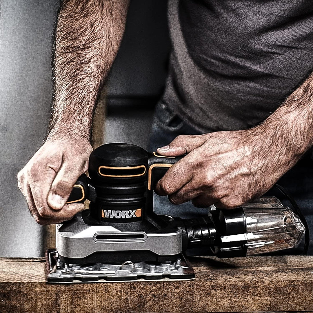 WORX WX642.1 Schwingschleifer 270W– Elektrisches Profi Schleifwerkzeug – Schleifen ohne Staub – Inkl