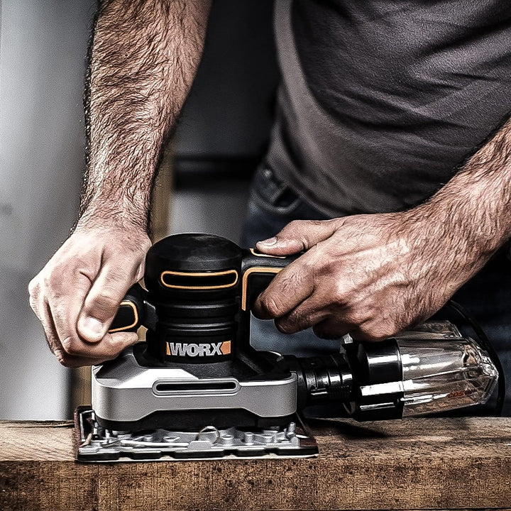 WORX WX642.1 Schwingschleifer 270W– Elektrisches Profi Schleifwerkzeug – Schleifen ohne Staub – Inkl