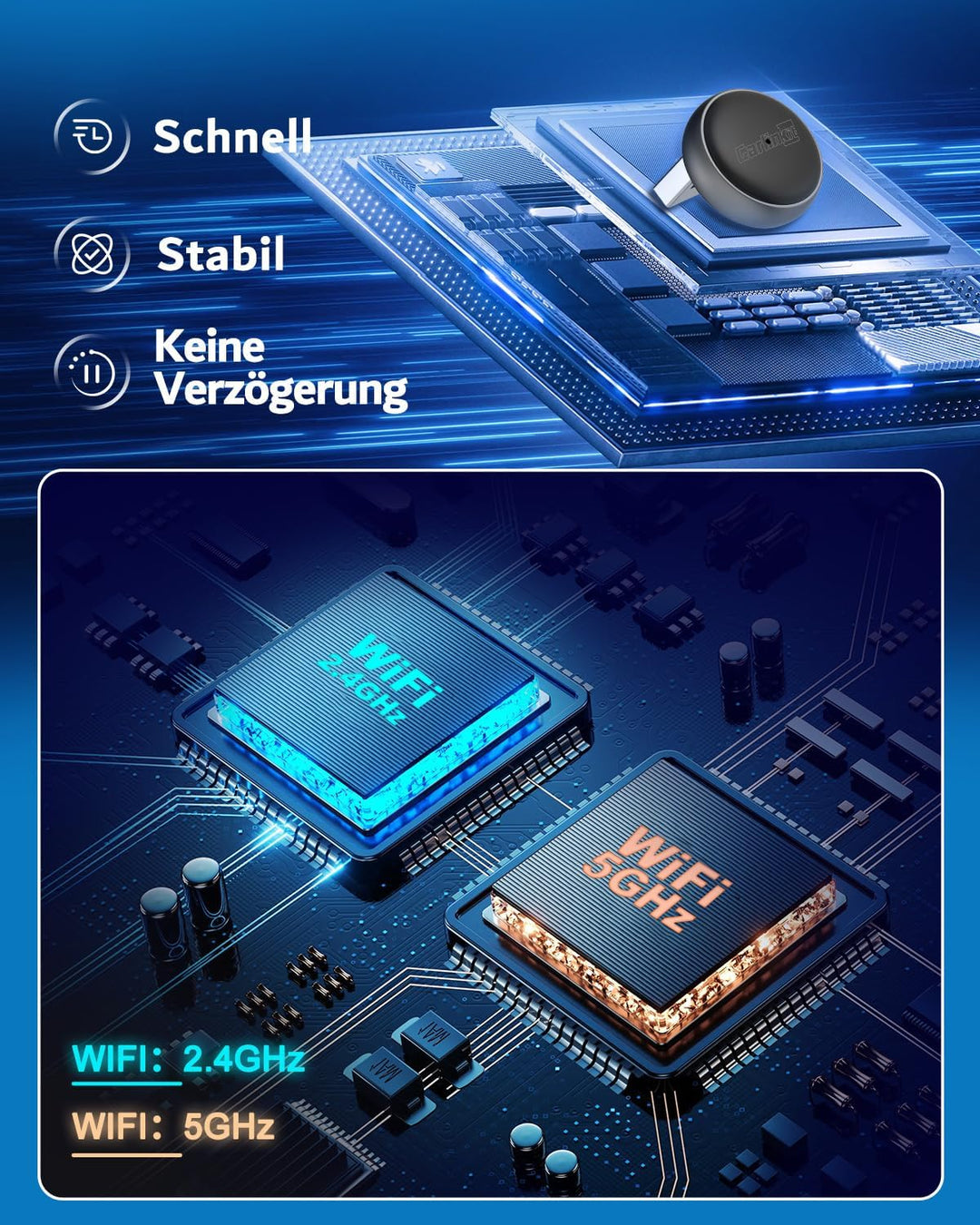 Carlinkit Wireless CarPlay & Android Auto Adapter – Mini Ultra 3, wandelt OEM-Kabelverbindung in kab