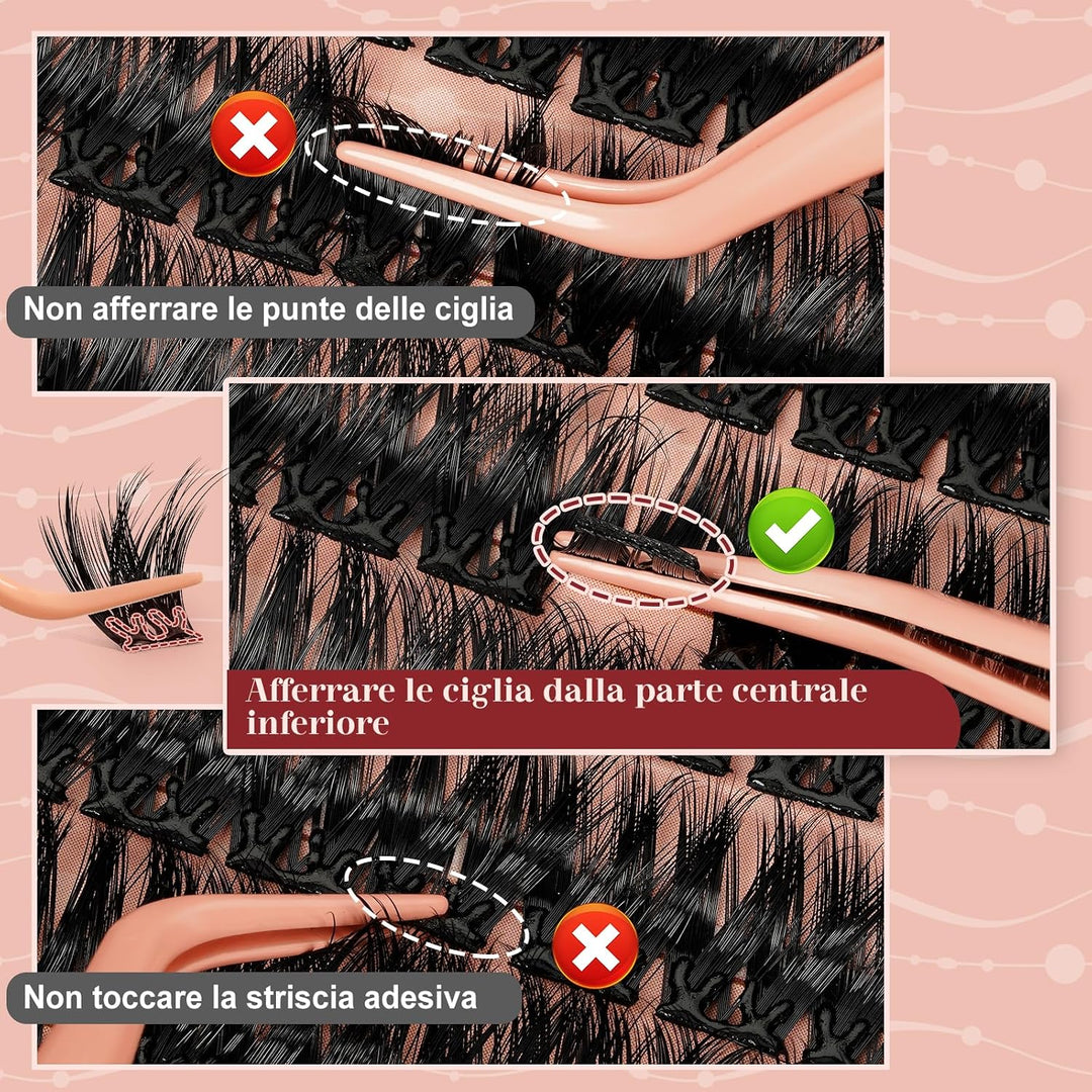 Higu Clace Selbstklebende Wimpern, D-Curl, Set mit vorgeklebten Wimpern Mix 10-16 mm, ohne Kleber un