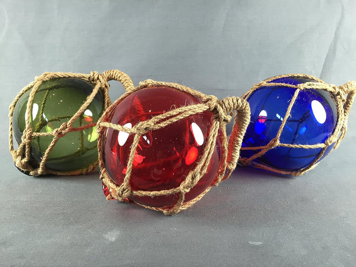 Buddel-Bini Deko - Fischerkugel aus Glas Basic in grün mit Tauwerk - Verschiedene Grössen 17 cm, 17