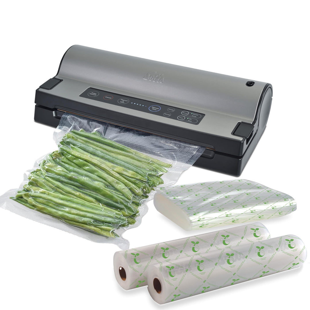 Solis Vakuumierer Vac Prestige mit Pulse- und Marinierfunktion, Vorteilspack mit kompostierbaren Fol