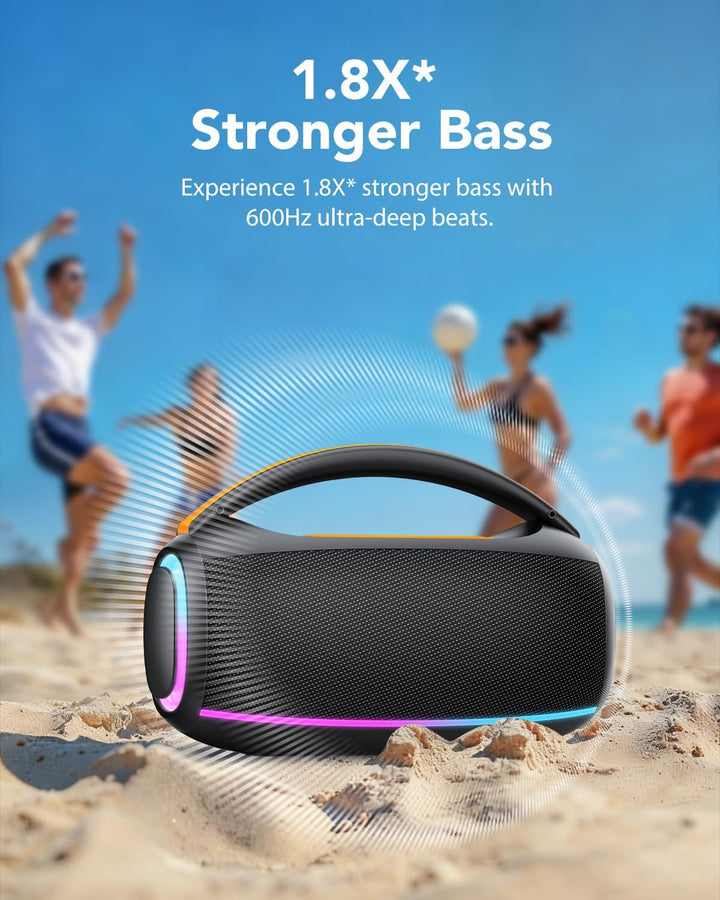 Bluetooth Lautsprecher mit Licht, Musikbox Bluetooth, Dualen Bass-Treibern, IPX7 Waterproof, TWS, AU