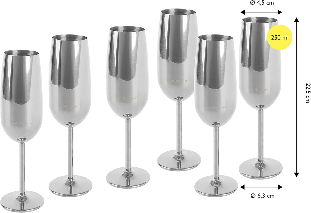 ECHTWERK Sektglas, Champagnerglas, Sektkelche aus Edelstahl, Unzerbrechliche Gläser, Partygläser für